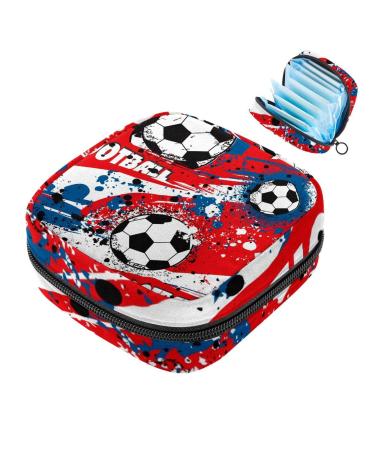 Women's binding-ups-Football football pattern ladies tampon storage bags zip pockets menstrual tied bags multi11
