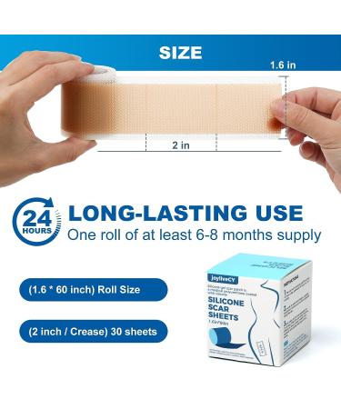 Scar Away Silicone Scar Sheets - 1.6 x 60 Roll - Surgical, C-Section, Keloid, Tummy Tuck, Burn, Stretch Marks - Reusable Scar Removal Strips - Buy Online on GoSupps.com