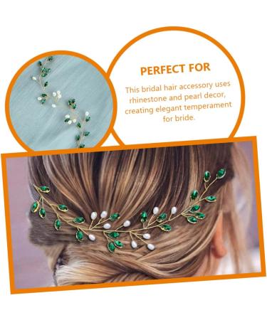 Healeved Wedding Bride Hair Vine Wedding Hair Accessories for Bridal Decorative Hair Vine Hair Vines for Wedding Hairstyles Hair Vine for Wedding Bride Hair Accessories Pearl Rhinestones 20.5x3.5x0.5cm Green - Buy Online on GoSupps.com
