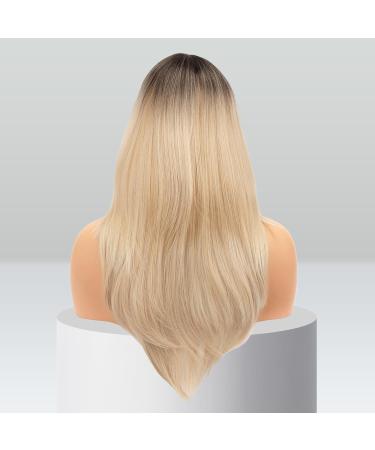 Feshfen Ombre Blonde Wig for Women | 45cm Synthetic Hair Ponytail | Natural Look Black to Blonde - Buy Online on GoSupps.com