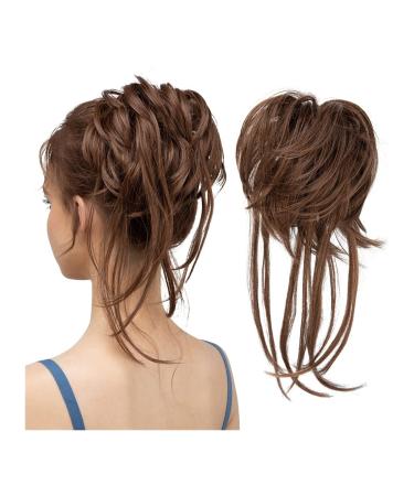 Hair Chignon Donut Bun Messy Bun Ponytail Extensions with Elastic Bungee Curl Hair Bands Ponytail Extension Wigs for Women Messy Bun Hair Piece (Color : Light Brown)