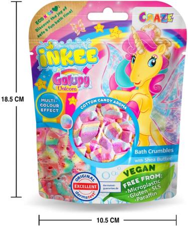 INKEE Bath Bombs Crumble Galupy Unicorn Bath Bombs for Kids Candy Floss Scented and 4 Colours 100g Bag - Buy Online on GoSupps.com