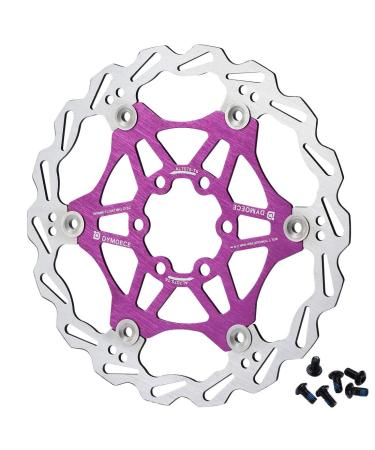 D Dymoece Bicycle Floating Disc Brake Rotor with 6 Bolts for MTB Mountain Road Bike 160mm Purple
