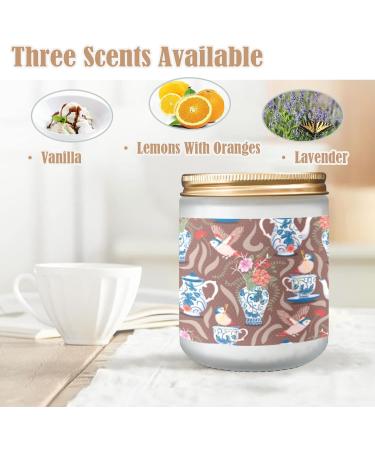 Buy Long Lasting Vanilla Scented Candles - Aromatherapy Jar Candles Gift Set for Women - 7 oz Blue Crockery Garden Tea Bird Design - Buy Online on GoSupps.com