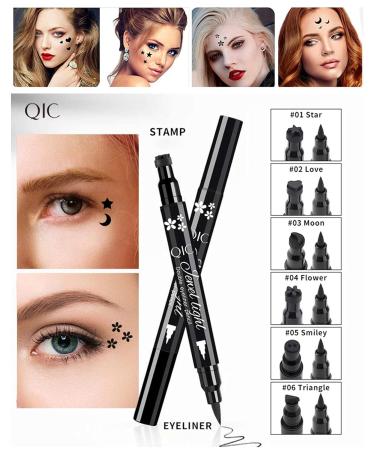 Go Ho 6 PCS Black Eyeliner Stamps Set - Waterproof Double-sided Liquid Pen for High Pigmented Eyeshadow Makeup - Long Lasting & Smooth Eyeliner Pencils - 6 Shapes - Buy Online on GoSupps.com