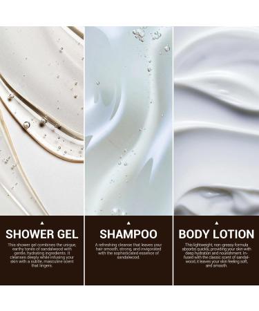 BODY & EARTH 3PC Bath Wash Set for Men - Sandalwood Shower Gel Body Lotion & Shampoo | Perfect Fathers Day & Birthday Gifts - Self Care Essentials - Buy Online on GoSupps.com