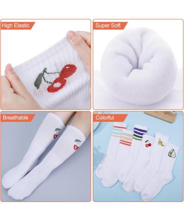 Retro Sports Socks for Women & Men - 6 Pairs Tennis & Stripe Long White Socks - International Shipping - Buy Online on GoSupps.com