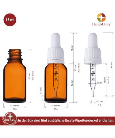 Handsunity 15ml Amber Glass Bottles Set - 156pcs with White Pipette & Brown Aid Bottles - Pharmacy Quality - Buy Online on GoSupps.com