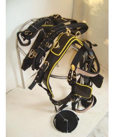 SHOWMEN CRAFT Black Synthetic Nylon Horse Harness with Yellow Piepin for Shetland - International Shipping Available - Buy Online on GoSupps.com
