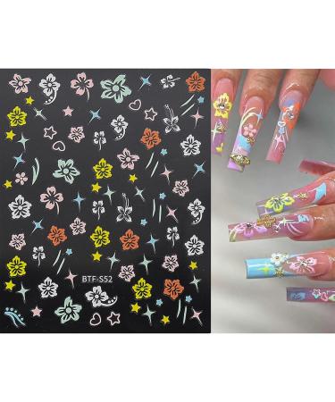 JMEOWIO 9 Sheets Spring Flower Hibiscus Nail Art Stickers Decals Self-Adhesive Colorful Summer Floral Pink Nail Supplies Nail Art Design Decoration Accessories - Buy Online on GoSupps.com