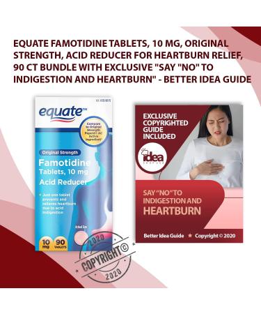 Equate Famotidine 10mg Tablets 90 Ct Bundle + Say NO to Indigestion Guide - Buy Online on GoSupps.com