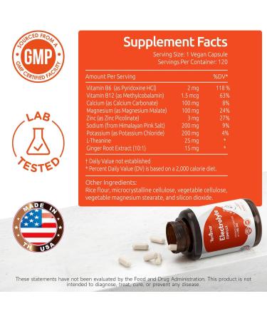 Temimar Electrolytes,120 Counts, Electrolyte Capsules with Sodium, Potassium, Magnesium, Calcium, B6 & B12, Electrolytes Replenisher Hydration Drink for Muscle & Energy Support, Made in USA - Buy Online on GoSupps.com