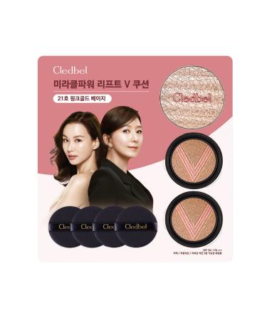 Cledbel Miracle Power Lift V Cushion 13g SPF50+ / PA+++ (Main+Refill 2CT+ Puff 4CT) (No21 Pink Gold Beige)
