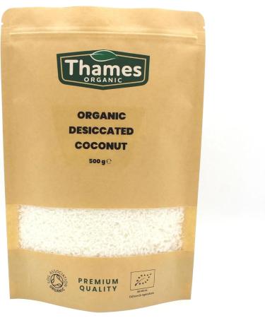 Organic Dried Coconut-Certified Organic Non-GMO Vegan No Additives No Preservatives Resealable Bag by Thames Organic 500g - Buy Online on GoSupps.com