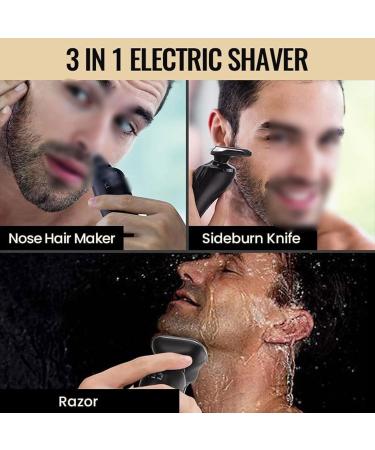 OUSIKA 3-in-1 Electric Shaver for Men - Waterproof USB Rechargeable Razor with Nose Hair Trimmer - Grey - Buy Online on GoSupps.com