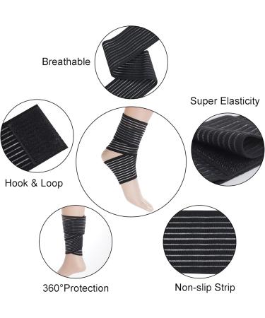 Rbenxia 4 Pack Black Elastic Ankle Compression Bandage - Adjustable Ankle Strap & Heel Brace Wraps for Joint Pain Relief & Athletic Support (70 cm - Buy Online on GoSupps.com