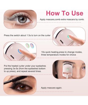 Heated Eyelash Curlers Electric Eyelash Curlers USB Rechargeable Eye Lash Curler for Women 24 Hours Long Lasting Naturally Eyelashes Handheld Eyelash Heated Curler-Easy to Curl - Buy Online on GoSupps.com