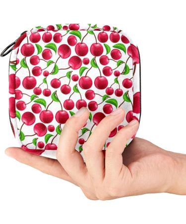 Red Cherry Menstrual Pad Bag with Zipper | Ladies Napkin Pouch & Tampons Collection Bag for Women & Girls - Shop Internationally - Buy Online on GoSupps.com