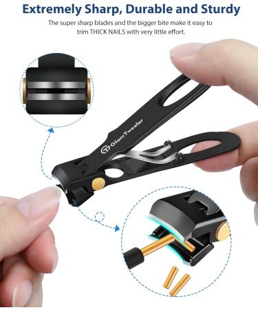Buy GlamTweeler Anti-Splash Wide Jaw Opening Nail Clippers - Ultra Sharp Fingernail & Toenail Clipper with Glass Nail File (Black) for Perfect Grooming | International Shipping - Buy Online on GoSupps.com