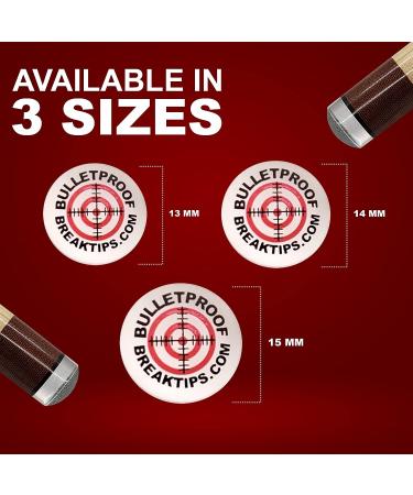 Bulletproof Break Tips - Polymer Break & Jump Tip | Professional Pool Cue Tips & Pool Stick Accessories | Billiards Accessories for Adults and Pool Players | Comes with Free Patch and Sticker! 13mm 1 - Buy Online on GoSupps.com