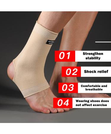 SPOTBRACE Ankle Brace Compression Sleeve (2 PACK) - Breathable Support for Men and Women - Ideal for Swelling, Plantar Fasciitis, Sprains - Nude, Large - Buy Online on GoSupps.com