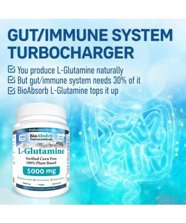 L-Glutamine Powder Corn-Free Non-GMO 100-Day Supply Vegan L Glutamine For Gut Health & Post Workout (500 mg) - Buy Online on GoSupps.com