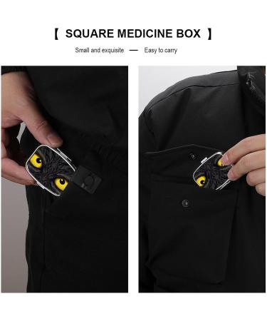 Two Yellow Eyes Pill Box | 2 Compartment Medicine Organizer | Portable Decorative Metal Pill Case for Pocket & Purse - Buy Online on GoSupps.com