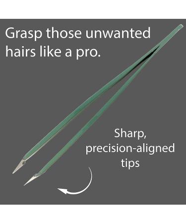 Surgical Grade Stainless Steel Tweezers - Slant Tip for Eyebrow Shaping & Hair Removal - Protective Pouch Included (Sage) - Buy Online on GoSupps.com