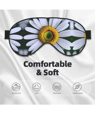 SSIMOO Daisy Flower Print Eye Mask - Double-Sided Soft Light Blocking for Better Sleep Quality - Black - Buy Online on GoSupps.com