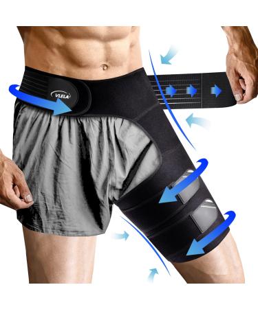 Hip Brace for Sciatica Pain Relief Devices Thigh Compression Wrap with Extra Sacroiliac Belt for for Sciatic Nerve Pain Groin Pulled Hamstring Strain SI Joint Support Stabilizer for Men Women (RIGHT S/M RIGHT LEG