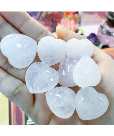 Xiannvxi 5pcs Clear Quartz Crystal Heart Stones - Healing Gemstones for Love Meditation & Reiki | Natural Palm Bag - Buy Online on GoSupps.com