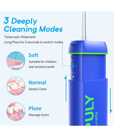 Enpuly Cordless Water Flosser | Rechargeable Dental Oral Irrigator - 4 Jet Tips, 3 Modes, IPX8 Waterproof - Mini Portable for Travel & Home (Dazzling Blue) - Buy Online on GoSupps.com