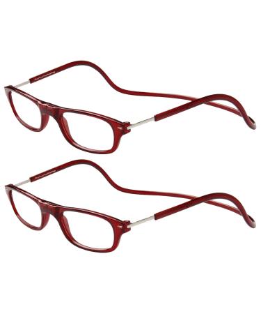TBOC Pack: Reading Glass reading aid for men - (two units) Diopttria +3.50 Bourdeaux version Strength PC Mobile phone foldable woman man magnetic closure clip antiquity presbyopia +3.50 dioptria (2 Pack) bourdeaux +bourdeauxx