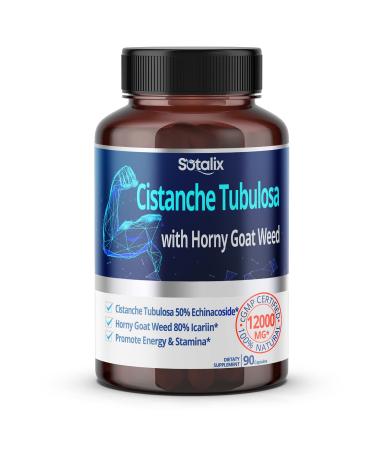 SOTALIX Supplement Cistanche Tubulosa 12 000MG  50% Echinacoside - with Horny Goat Weed  80% Icariin - Supplement for Strength  Stamina  Brain Health Support - Made in The USA