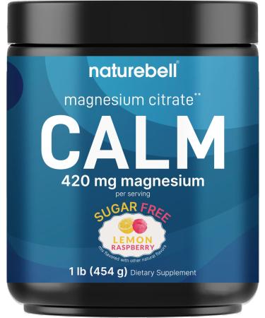 Calm Magnesium Powder 1lb | Drink Mix for Sleep Muscle Bone & Mood Support Sugar Free Lemon Raspberry Flavor Chelated Magnesium Citrate for High Absorption Vegan Non-GMO