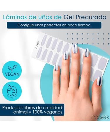  NOOVES NOOVES - 20 Sheets Nail Gel Sheets - Silver Sheen | Silver Sheen | 20 Pcs Premium Semi-Cured Gel Nails Gel Nail Stickers Includes 1 Nail File - Buy Online on GoSupps.com
