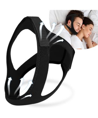 Anti Snoring Chin Strap for Sleep Apnea Adjustable and Breathable Chin Strap for Cpap Users Effective Snoring Solution to Stop Snoring for Men and Women (Black)