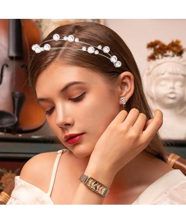 Alovez Double-layer Pearl Headband Bridal Wedding Metal Hair Band Hair Hoop Decorative Headpiece Hair Accessories Ornaments for Women Girls Bride Bridesmaid (Silver) - Buy Online on GoSupps.com
