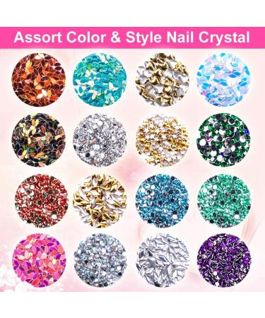 6400pcs Nail Art Rhinestones & Gems Kit with Tweezers and Wax Pen - Gold & Silver Studs, Colorful Sequins for Nails - Nail Art Supplies - Buy Online on GoSupps.com