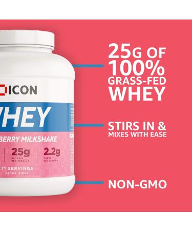 ICON Nutrition Strawberry Milkshake Whey Protein Powder 2.27kg - 71 Servings - Buy Online on GoSupps.com