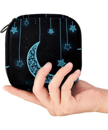 Night Blue Moon Star Women's Napkin & Menstrual Cup Storage Bag - Portable & Stylish First Period Solutions - Buy Online on GoSupps.com