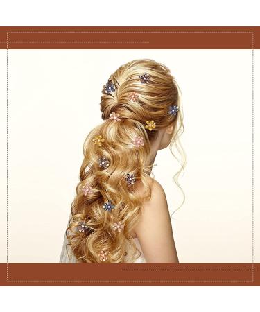 14-Piece Flower Crystal Hair Clips Set - Small Pearl Alligator Hairpins for Women and Girls in 7 Stylish Colors - Buy Online on GoSupps.com