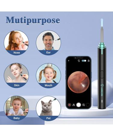 LMECHN 1920P HD Ear Wax Removal Kit with Camera and Light - 7 Pcs Ear Pick Set - 8 Silicone Ear Spoons - Otoscope for iOS & Android (Black) - Buy Online on GoSupps.com