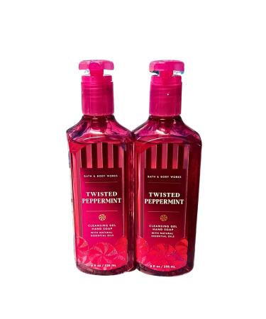 Bath & Body Works Cleansing Gel Hand Soap Pack of 2 8oz Each Bottle (Twisted Peppermint)