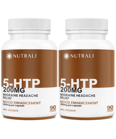 New MAX POTENCY 5htp 200mg Capsules Improved Mood. Stress Relief Brain Function Better Sleep 5-HTP Supplement for Women and Men Increases Energy Non-GMO Vegan Gluten Free. 90 Capsules. 90 count (Pack of 2)