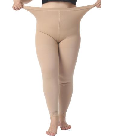 Plus Size 5XL Medical Compression Pantyhose - 20-30 mmHg Compression Leggings for Edema & Varicose Veins - Opaque Footless Waist High Stockings for DVT - Beige - Buy Online on GoSupps.com