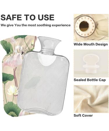 Heat Bottle with Cover - 1L Durable Warm-Up Bag for Pain Relief | Shoulder Neck & Cramps | Chinese Lotus & Flamingos Design - Buy Online on GoSupps.com