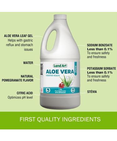 Pure Aloe Vera Juice Pomegranate 1.5L - Cold-Processed from Organic Fresh Leaves for Intestinal Issues Made In Canada - Buy Online on GoSupps.com