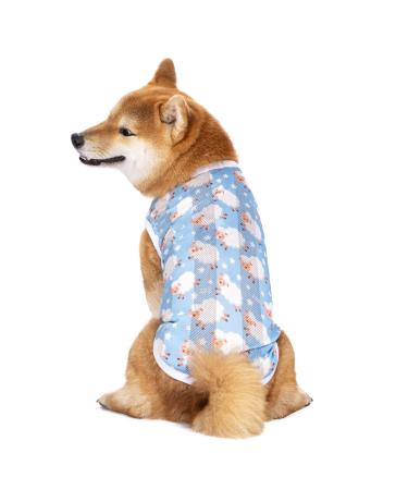 Pet clothing summer t-shirt cool breathable sun protection dog vest clothing for medium-sized and large dogs (XL blue sheep)