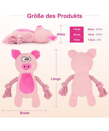 Tonyfy Dog Toys - Interactive Squeaky Plush & Cotton Rope Toys for Small & Medium Dogs - Pink Pig - Buy Online on GoSupps.com